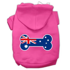 Bone Shaped Australian Flag Screen Print Pet Hoodies Bright Pink Size M (12)