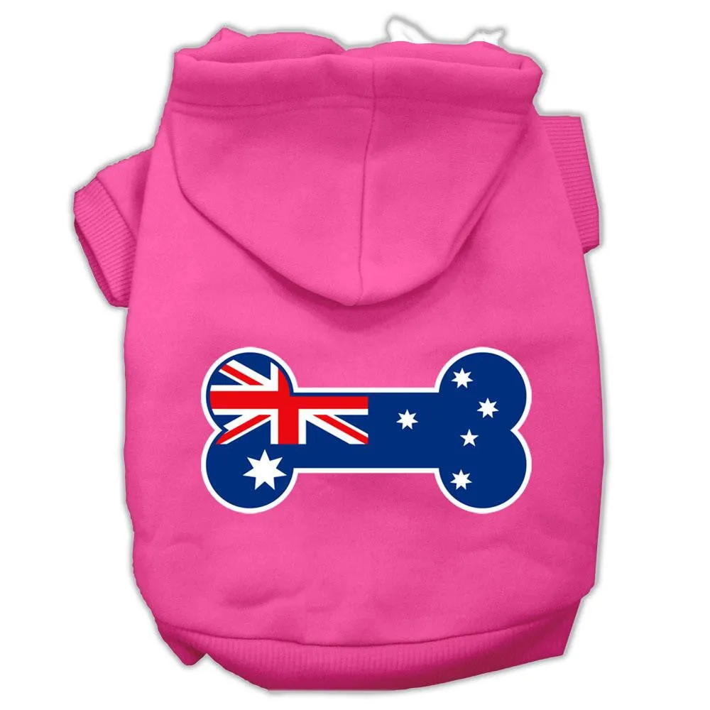 Bone Shaped Australian Flag Screen Print Pet Hoodies Bright Pink Size M (12)