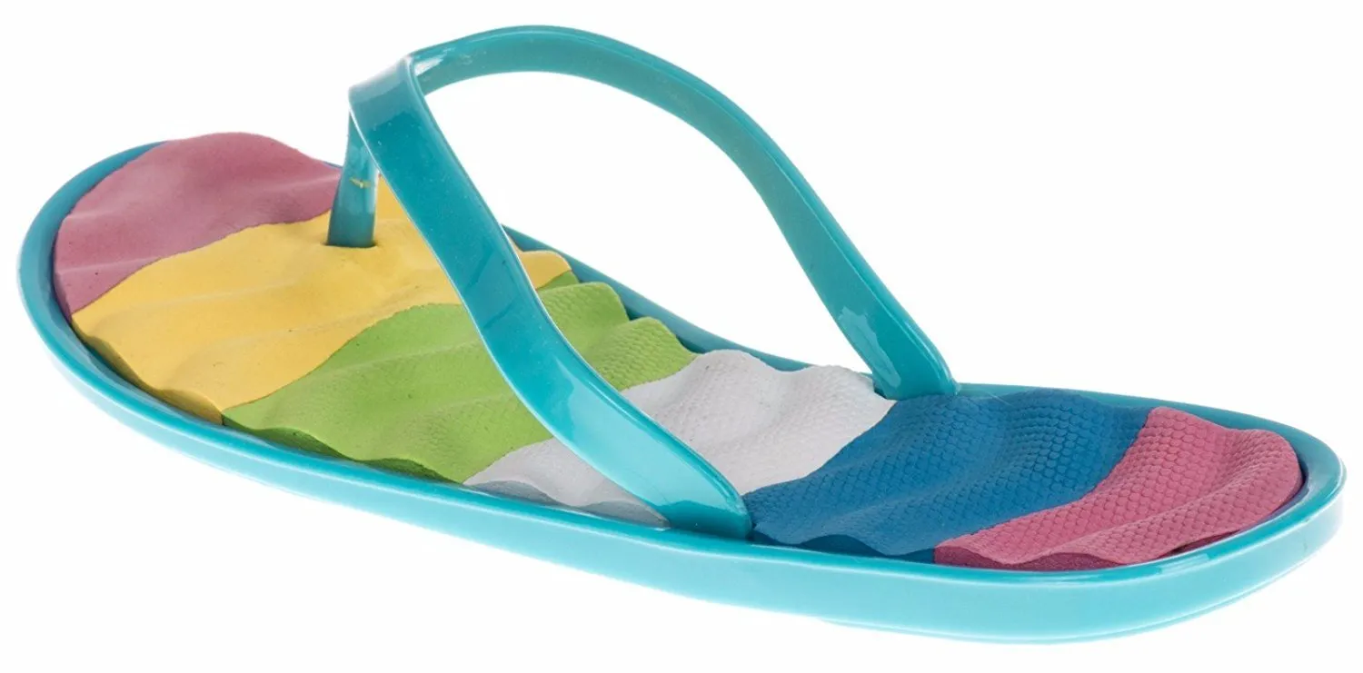 Chatties Girls Jelly Flip Flops - Turquoise, Size 10/11 (More Colors and Sizes Available)