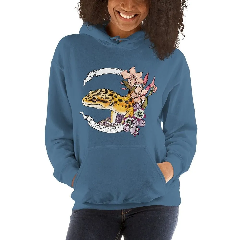 Leopard Gecko Banner Hoodie, Gecko Lizard Reptile Gift Pullover